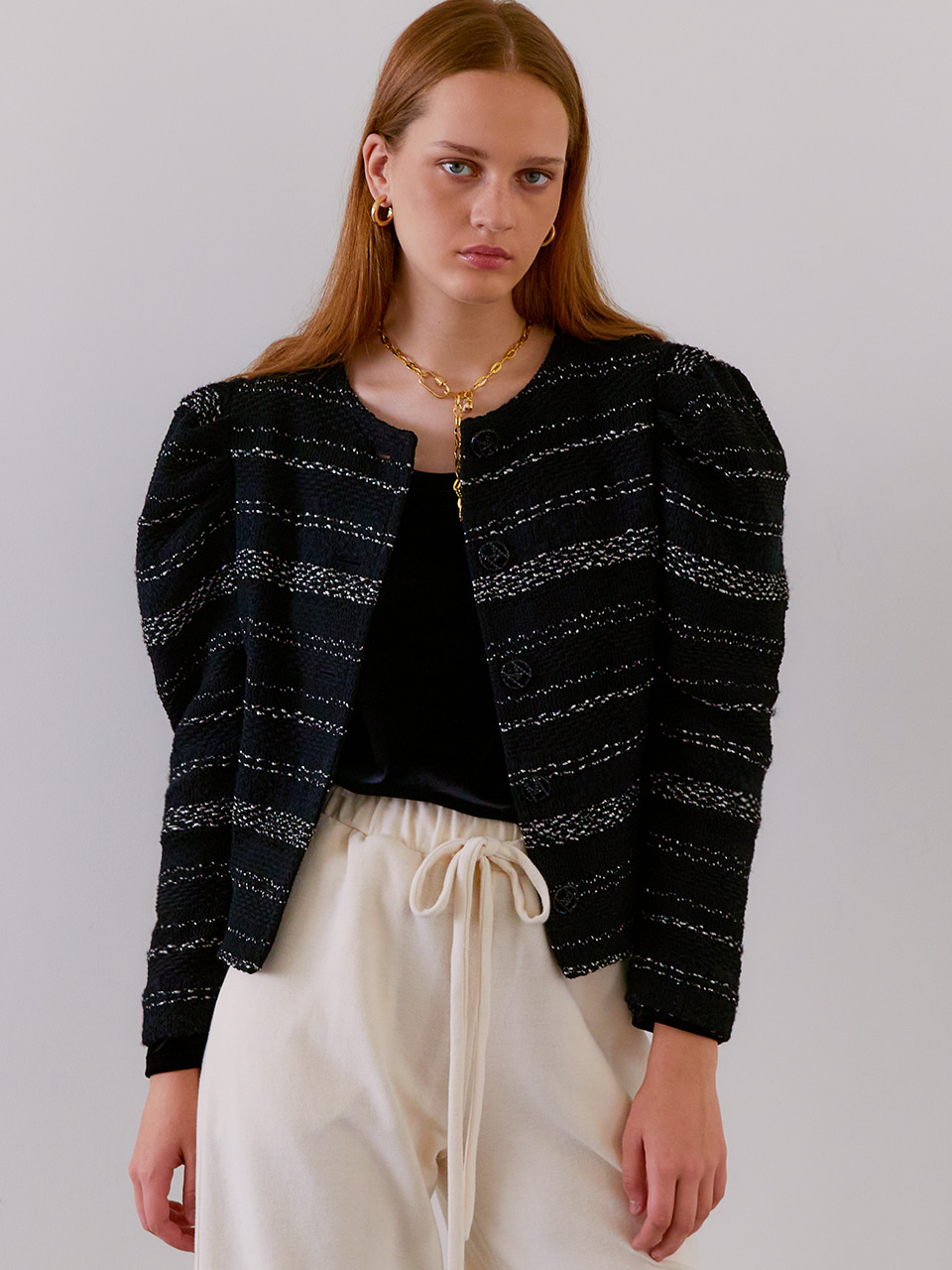 ﻿VERSA tweed kint jacket (Fabric by ITALY)