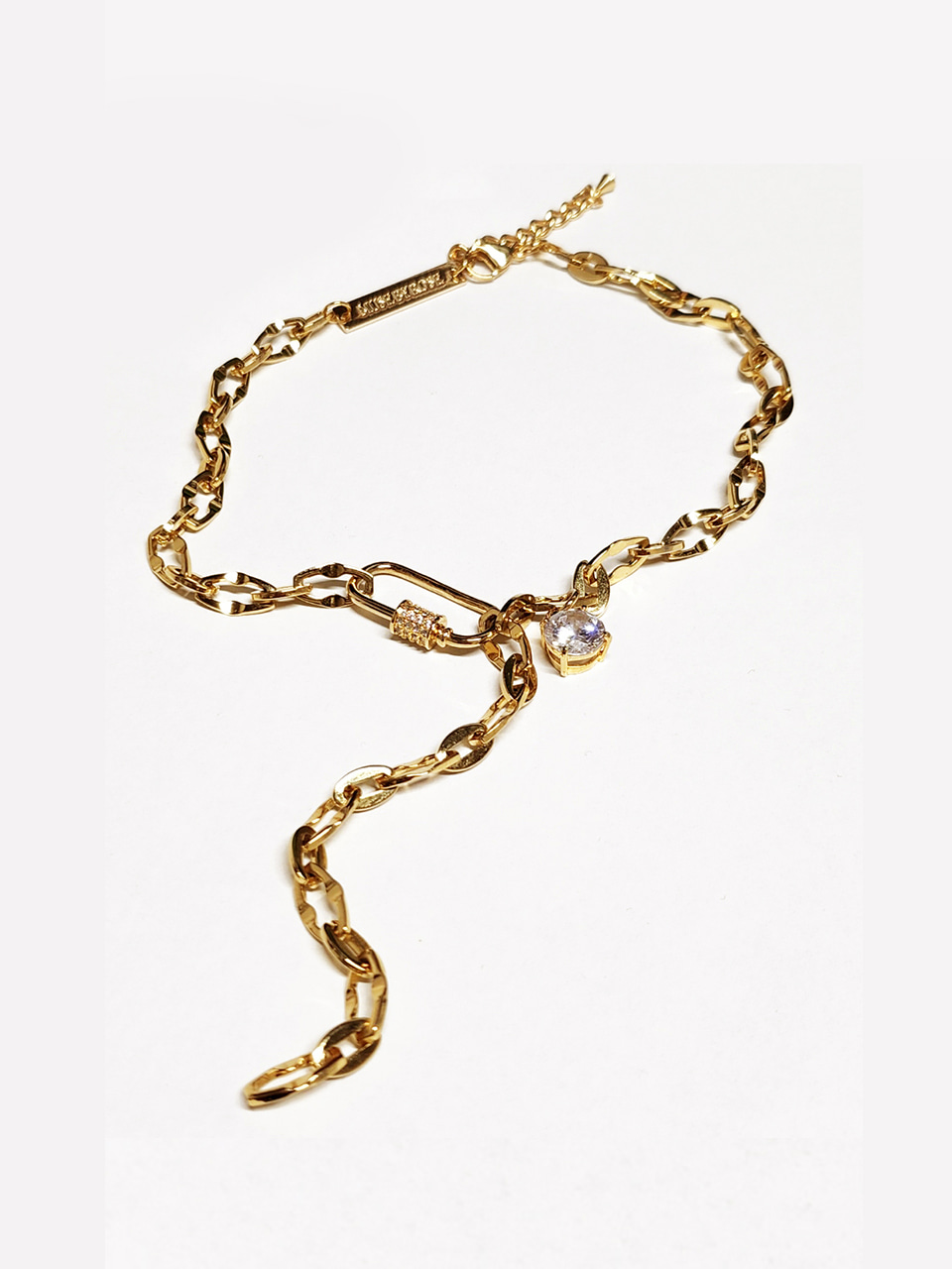 ﻿AMBER sugical steel chain drop necklace (GOLD)﻿
