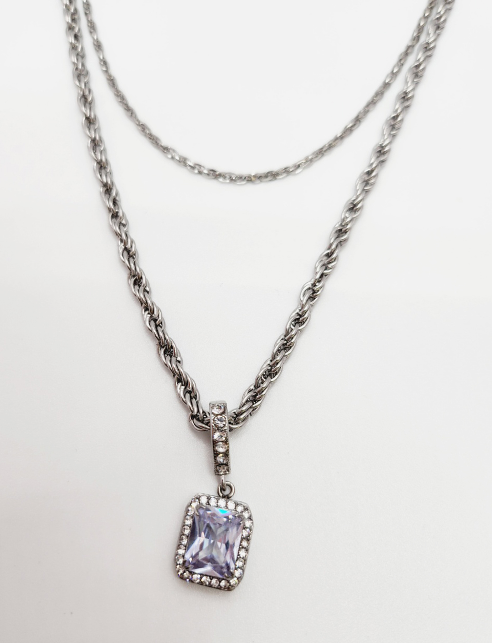 ﻿Sofia layered pendant necklace (SILVER)﻿