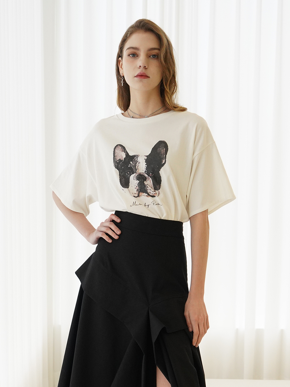 French bulldog T-shirt (WHITE)﻿
