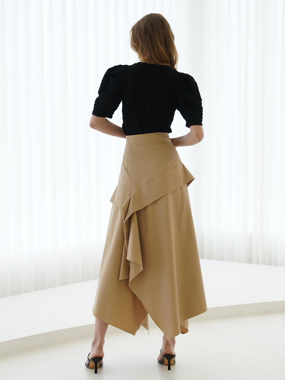 ﻿DIANA unbalanced skirt (BEIGE)﻿