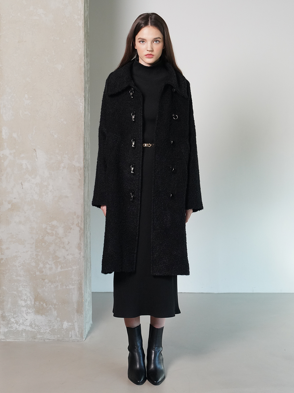NYCH CLASP MOHAIR BLEND COAT (BLACK)