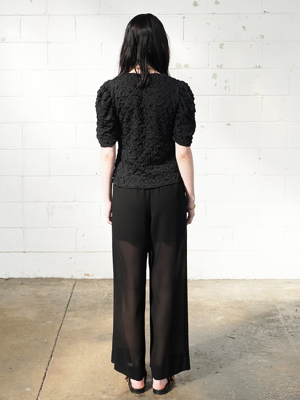 DARIA see-through wide pants (BLACK)